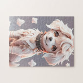 かわいいチビ（小さくかわいく書いた感じ）ゴールデンレトリバーパピー ジグソーパズル (横)