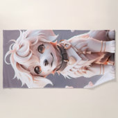 かわいいチビ（小さくかわいく書いた感じ）ゴールデンレトリバーパピー ビーチタオル (正面)