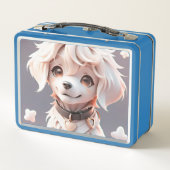 かわいいチビ（小さくかわいく書いた感じ）ゴールデンレトリバーパピー メタルランチボックス (裏面)