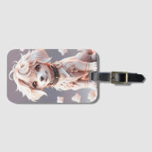 かわいいチビ(小さくかわいく書いた感じ)ゴールデンレトリバーパピー ラゲッジタグ (正面横)