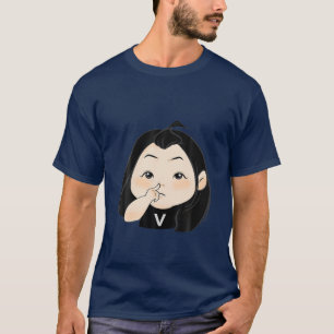 かわいいチビ(小さくかわいく書いた感じ)スタイルかわいいアニメガール Tシャツ