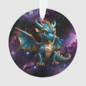 かわいいチビ(小さくかわいく書いた感じ)スタイルブルードラゴン オーナメント (正面)