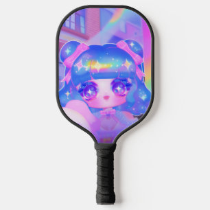 かわいいチビ（小さくかわいく書いた感じ）スパークレコレガールウィズレインボーパピー ピックルボールラケット