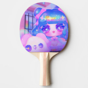 かわいいチビ(小さくかわいく書いた感じ)スパークレコレガールウィズレインボーパピー 卓球ラケット