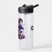 かわいいチビ（小さくかわいく書いた感じ）ハロウィーンブラックキャットとカボチャ ウォーターボトル (左面)