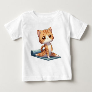 かわいいチビ（小さくかわいく書いた感じ）ヨガキャット ベビーTシャツ