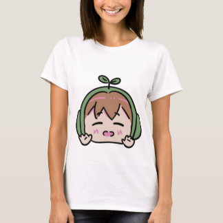 かわいいチビ(小さくかわいく書いた感じ)リーフヘッドキュート顔トートバッグ Tシャツ