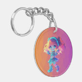 かわいいチビ（小さくかわいく書いた感じ）踊り2キーチェーン キーホルダー (正面左)