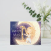 かわいいチビ(小さくかわいく書いた感じ)遊の女の子のハープ月の誕生日 ポストカード (スタンド正面)