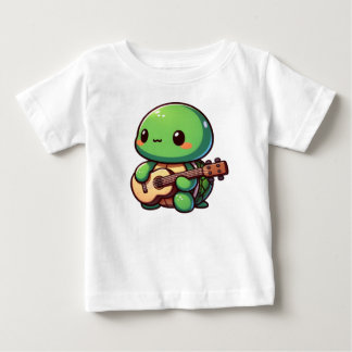 かわいいチビ（小さくかわいく書いた感じ）遊タートルズギター ベビーTシャツ
