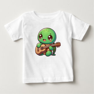 かわいいチビ(小さくかわいく書いた感じ)遊タートルズギター ベビーTシャツ