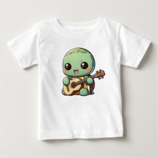 かわいいチビ（小さくかわいく書いた感じ）遊タートルズギター ベビーTシャツ