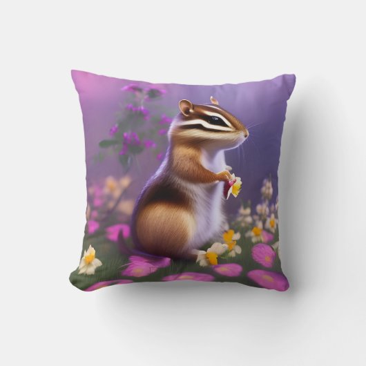 かわいいチムンクの花 クッション (正面)