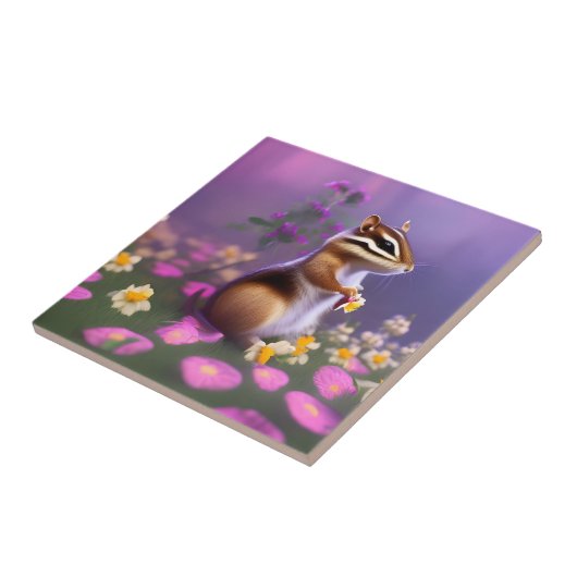 かわいいチムンクの花 タイル (側面)