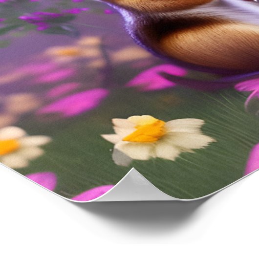 かわいいチムンクの花 ポスター (角)