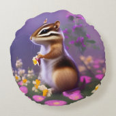 かわいいチムンクの花 ラウンドクッション (裏面)