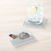 かわいいチムンクシルバーと雪のクリスマスホリデー ガラスコースター (アングル)