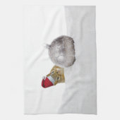 かわいいチムンクシルバーと雪のクリスマスホリデー キッチンタオル (縦)