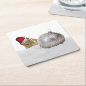 かわいいチムンクシルバーと雪のクリスマスホリデー スクエアペーパーコースター (アングル)