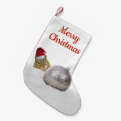 かわいいチムンクシルバーと雪のクリスマスホリデー スモールクリスマスストッキング (正面 (吊り時))