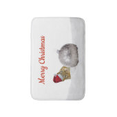 かわいいチムンクシルバーと雪のクリスマスホリデー バスマット (正面縦)