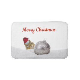 かわいいチムンクシルバーと雪のクリスマスホリデー バスマット