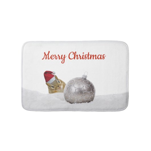 かわいいチムンクシルバーと雪のクリスマスホリデー バスマット (正面)