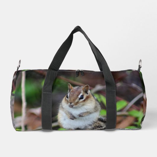 かわいいチムンク野生動物パーソナライズされた動物 ダッフルバッグ (裏面)