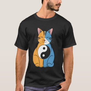 かわいいチャイニーズ陰陽猫 面白い Tシャツ