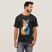 かわいいチャイニーズ陰陽猫 面白い  Tシャツ (正面フル)