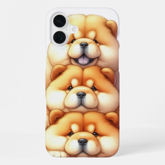 かわいいチャウチャウの子犬の積み重ね iPhoneケース (裏面)