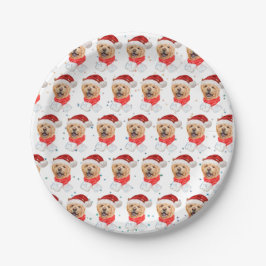かわいいチャウチャウの犬のクリスマスパターン ペーパープレート