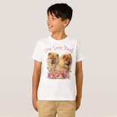 かわいいチャウチャウの花柄デザイン Tシャツ (正面フル)