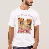 かわいいチャウチャウの花柄デザイン Tシャツ (正面)