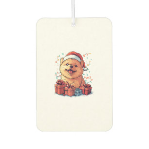 かわいいチャウチャウサンタハットクリスマスおもしろいクリスマスドッグ カーエアーフレッシュナー