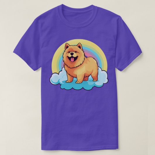 かわいいチャウチャウレインボークラウドかわいいドッグハッピーパップ Tシャツ (デザイン正面)