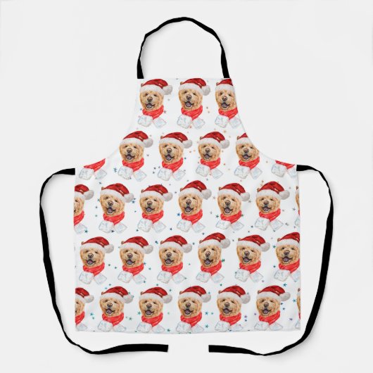 かわいいチャウチャウ犬のクリスマスパターン エプロン (正面)