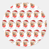 かわいいチャウチャウ犬のクリスマスパターン ラウンドシール (正面)