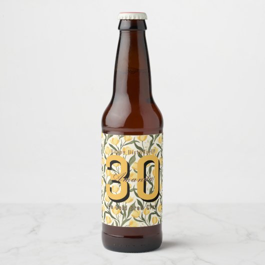 かわいいチューリップの花の誕生日プレゼント ビールラベル (正面)