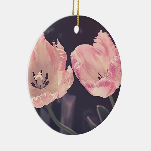 かわいいチューリップの花 - 名前入り セラミックオーナメント (右)