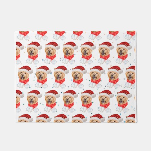 かわいいチョウ犬のクリスマスパターン ドアマット (正面)