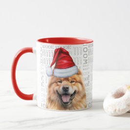かわいいチョウ犬サンタWOOF背景クリスマス マグカップ