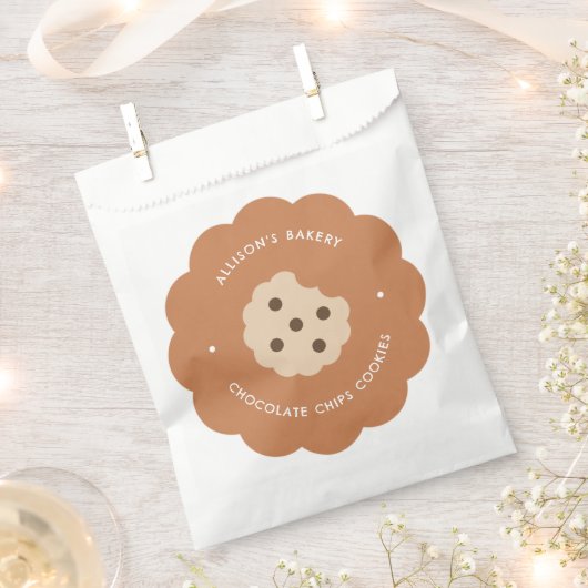 かわいいチョコチップクッキー 手作りパン屋 フェイバーバッグ (クリップ留めされた状態)