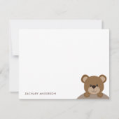 かわいいチョコブラウンのクマの子供の名前の文房具 ノートカード (正面)