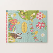 かわいいチョコレートウサギと置かれる大きいイースター ジグソーパズル (横)