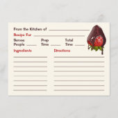 かわいいチョコレートコーティングイチゴのレシピ ノートカード (正面)