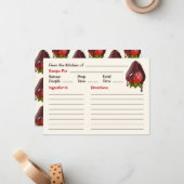 かわいいチョコレートコーティングイチゴのレシピ ノートカード (正面/裏面インサイチュ)