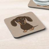 かわいいチョコレートダックスフント|の漫画のウインナー犬 コースター (左側)