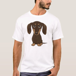 かわいいチョコレートダックスフント の漫画のウインナー犬 Tシャツ