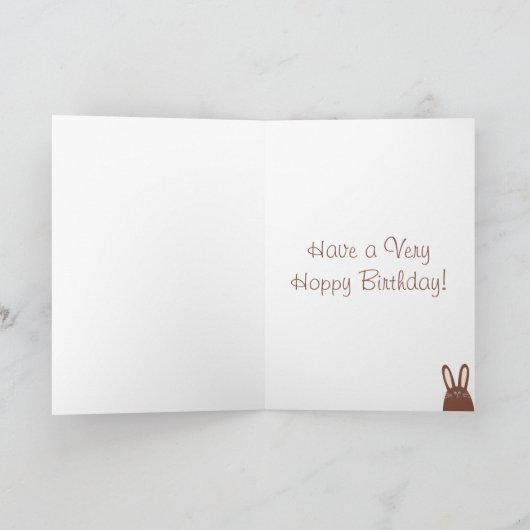 かわいいチョコレートバニーおよびイースターエッグの誕生日 シーズンカード (内部)